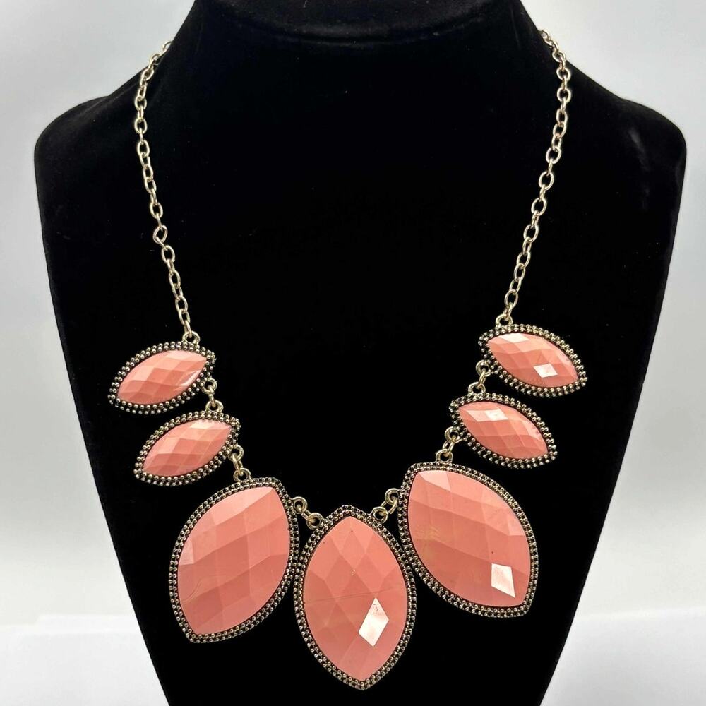 Gold & Pink Bib Necklace